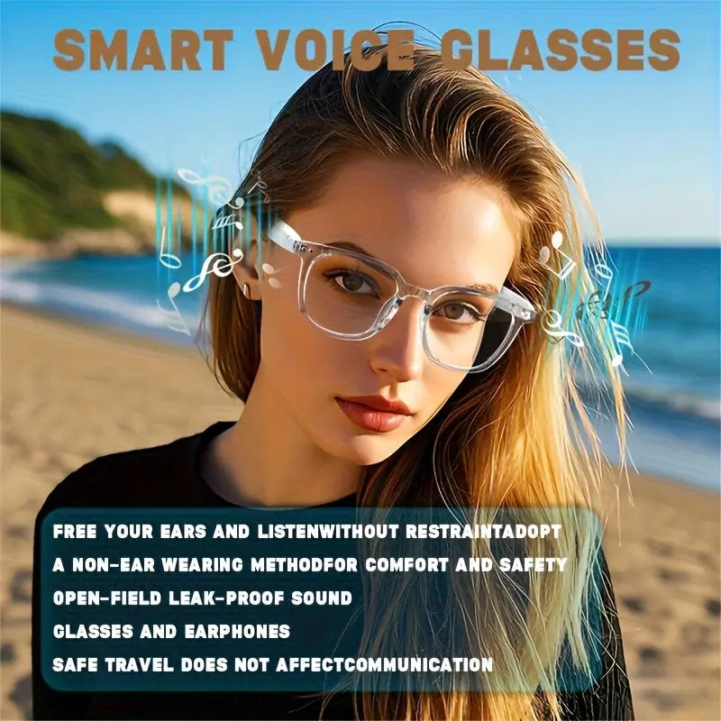 Smart Audio Glasses, Wireless, Rechargeable Battery, Built-in Microphone, High-Resolution Audio, Touch Control, Anti-Blue Light, for Office, Outdoor, Sports, Driving, Music Playback, Hands-Free Calling - Ideal Holiday Gifts Chic Le'Meek