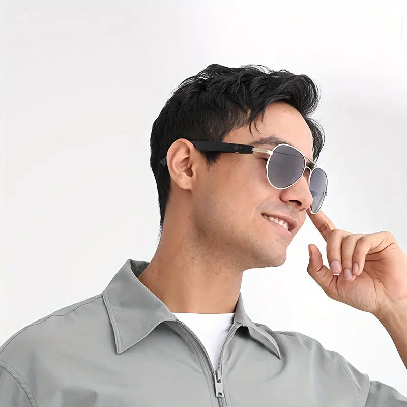 Stylish High-Definition Smart Glasses - Built-in Microphone and Speaker, HiFi Music Quality, Compatible with iPhone/Android - Ideal for Driving, Outdoor Activities, and Fishing, Supports AI Voice Assistant Chic Le'Meek