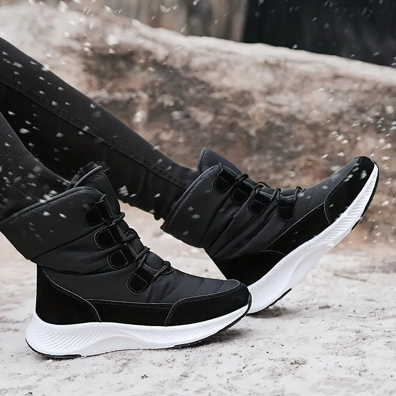 Winter-Ready High-Top Snow Boots: Warm Plush Lining, Anti-Slip Thick Sole, Durable Synthetic Leather Chic Le'Meek