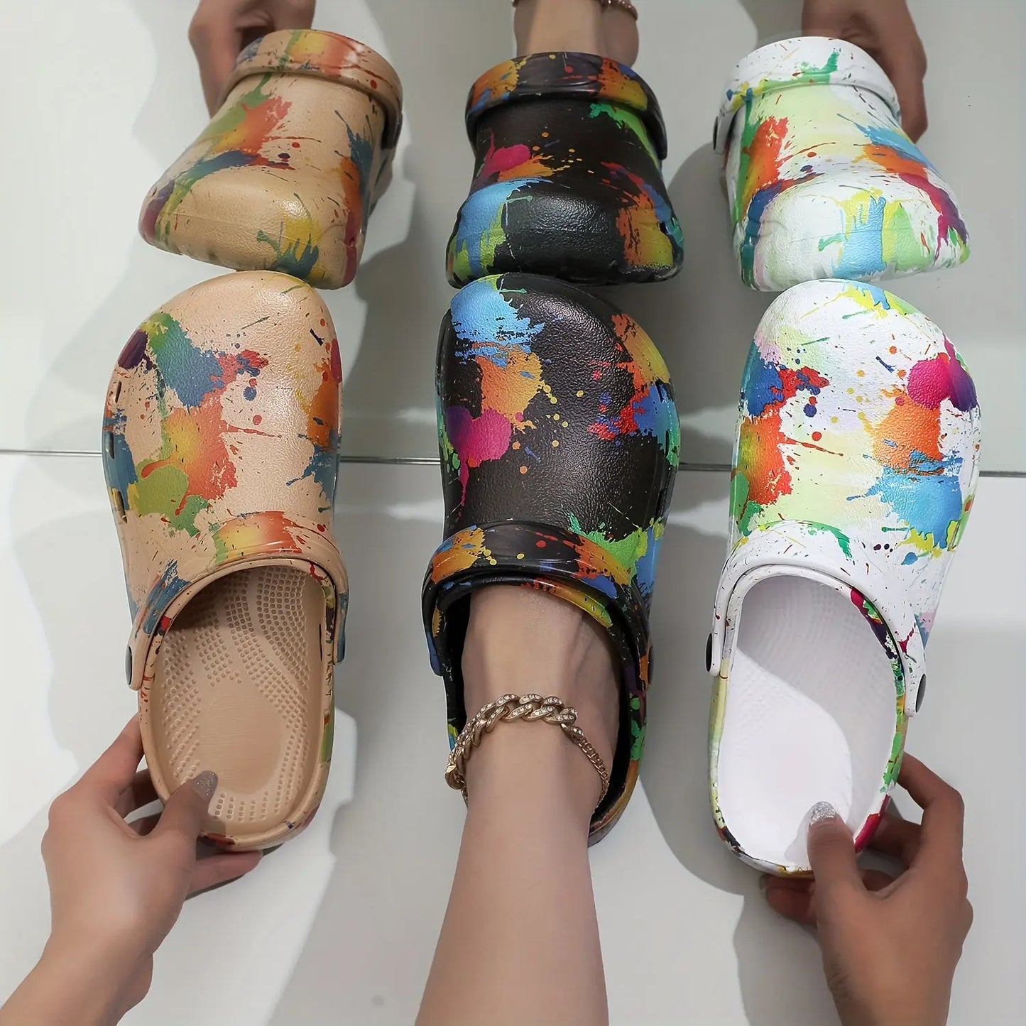 2025 Fashionable Non-Slip Thick Sole Sandals for Couples, Summer Beach Shoes with Random Patterns, EVA Material, Beach Footwear|Trendy Sandals|Eva Upper Material, Beach Accessorie Chic Le'Meek