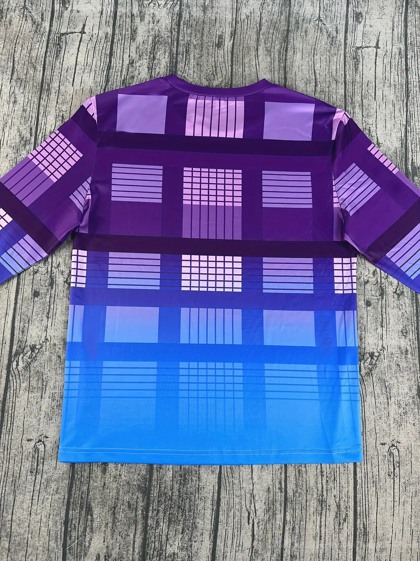 Plus Size Gradient Plaid Print Tracksuit Set - Casual Long Sleeve CrewNeck Pullover with Pockets & Coordinating Pants KnitFabric Slight Stretch - iddle Eastern Collection Chic Le'Meek