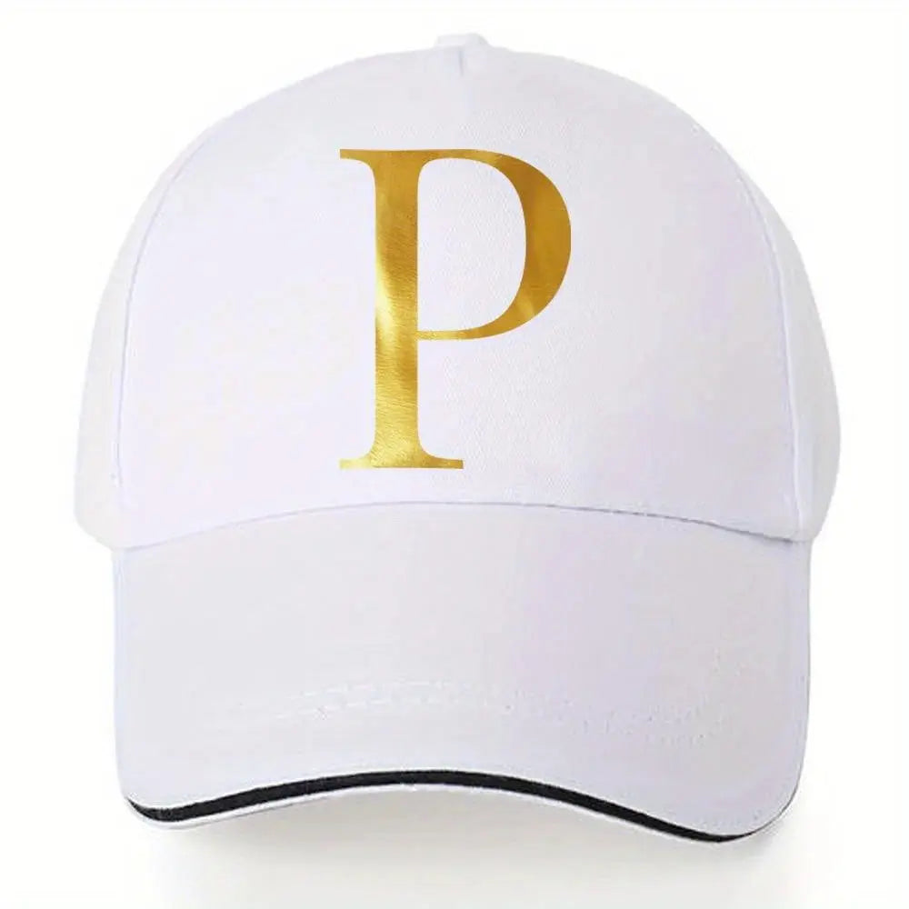 Lightweight Baseball Cap with Adjustable Shoulder Strap, Breathable And Quick Drying- Customizable Golden Letter Design, Suitable for Outdoor Sports And Travel, Baseball Cap Chic Le'Meek