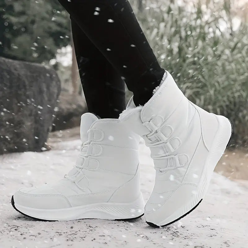 Winter-Ready High-Top Snow Boots: Warm Plush Lining, Anti-Slip Thick Sole, Durable Synthetic Leather Chic Le'Meek