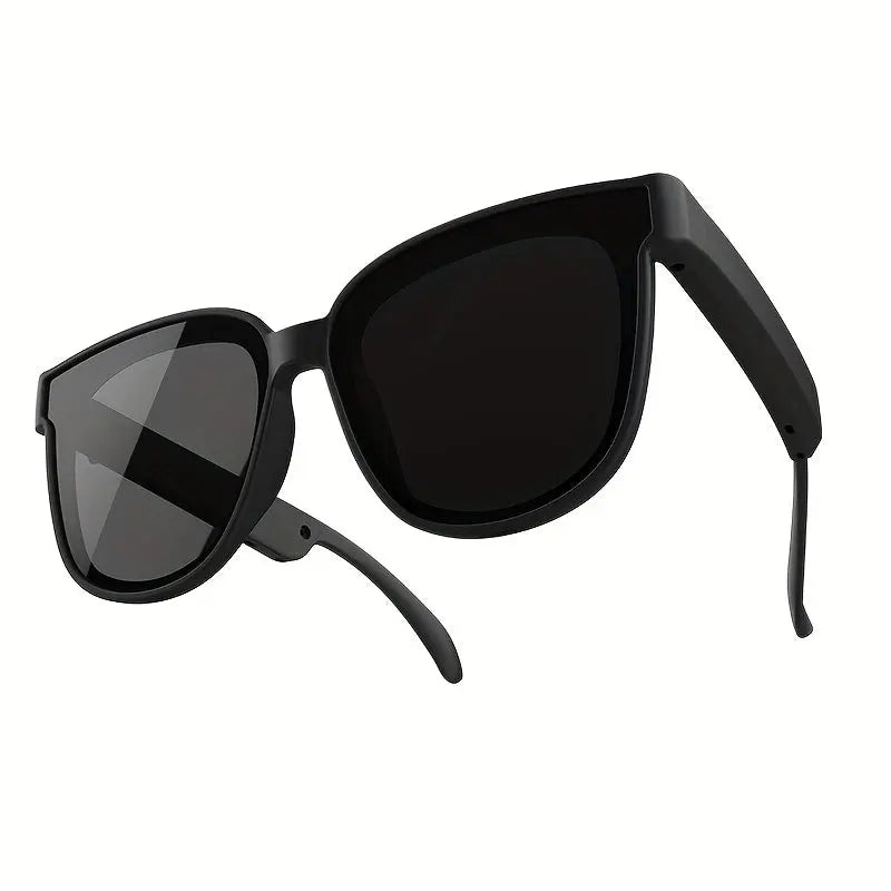 Smart glasses featuring UV400 protection, polarized lenses, a built-in microphone and speaker, physical buttons, a voice assistant, and a large-capacity battery Temu