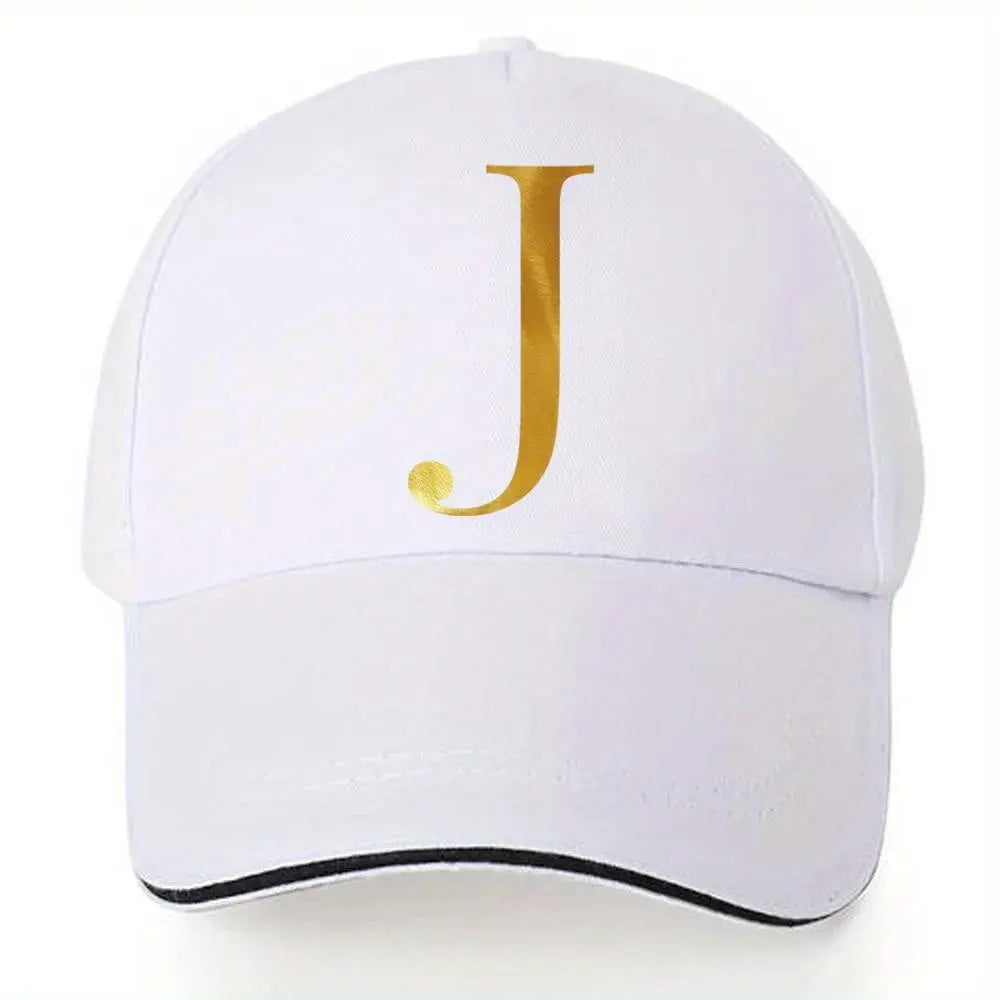 Lightweight Baseball Cap with Adjustable Shoulder Strap, Breathable And Quick Drying- Customizable Golden Letter Design, Suitable for Outdoor Sports And Travel, Baseball Cap Chic Le'Meek