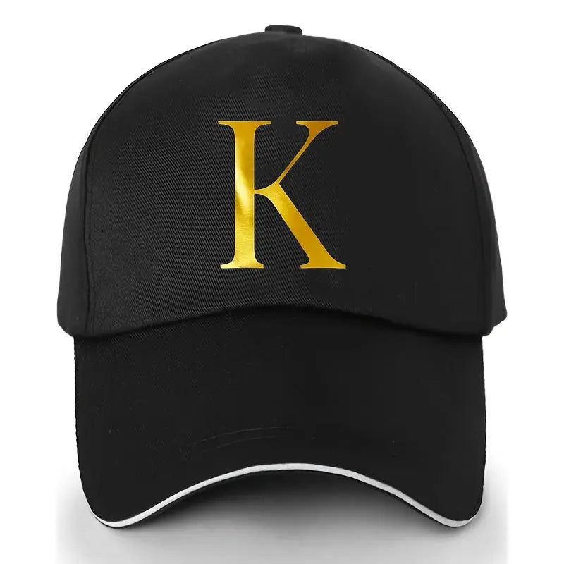 Unisex Polyester Baseball Cap | Adjustable Fit | Lightweight, Breathable & Quick-Dry | Golden Letter Print Embroidery 'M' or 'A' | Ideal for Outdoor Sports and Travel | Stylish Hip-Hop Dad Hat, Casual Wear Hat | Hiphop Style Chic Le'Meek