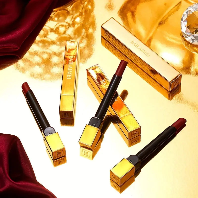 Red Velvet Matte Lipstick: Long-Lasting, Water-Resistant, All Skin - Ideal Valentine’s Gift in Elegant Golden Tube Temu