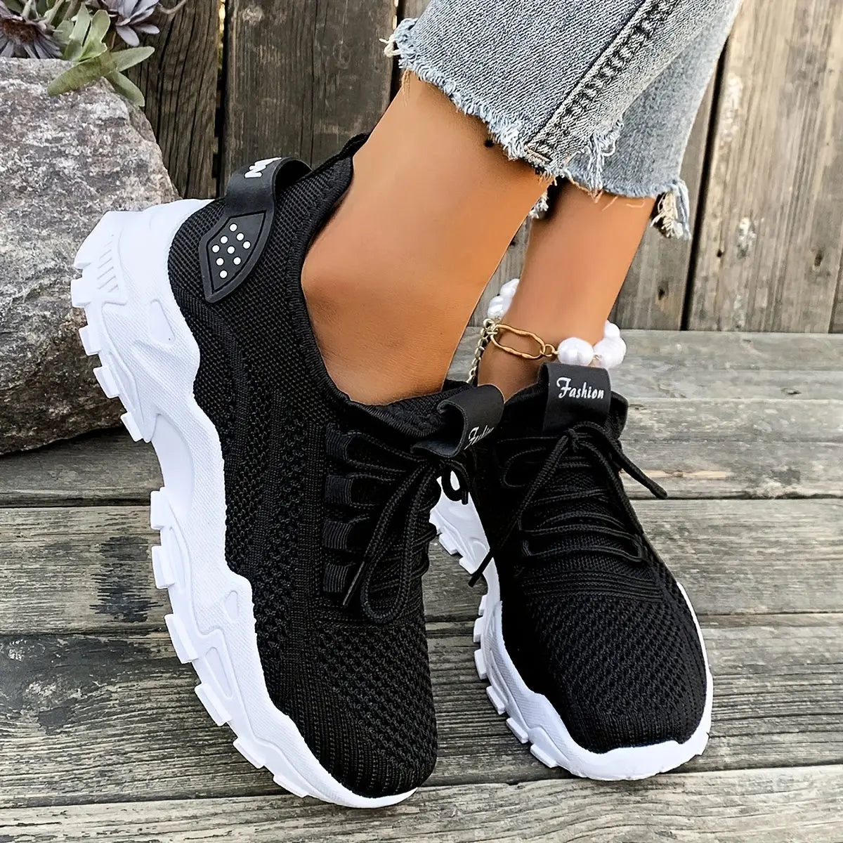 Ladies' Breathable Mesh Women'S Shoes, Lightweight And Low Cut Sports Shoes, Soft Insoles, Comfortable All Season Fitness, Walking And Casual Wear, White, Black, Red Fashionable Design, Comfortable Outdoor Thick Soled Casual Chic Le'Meek