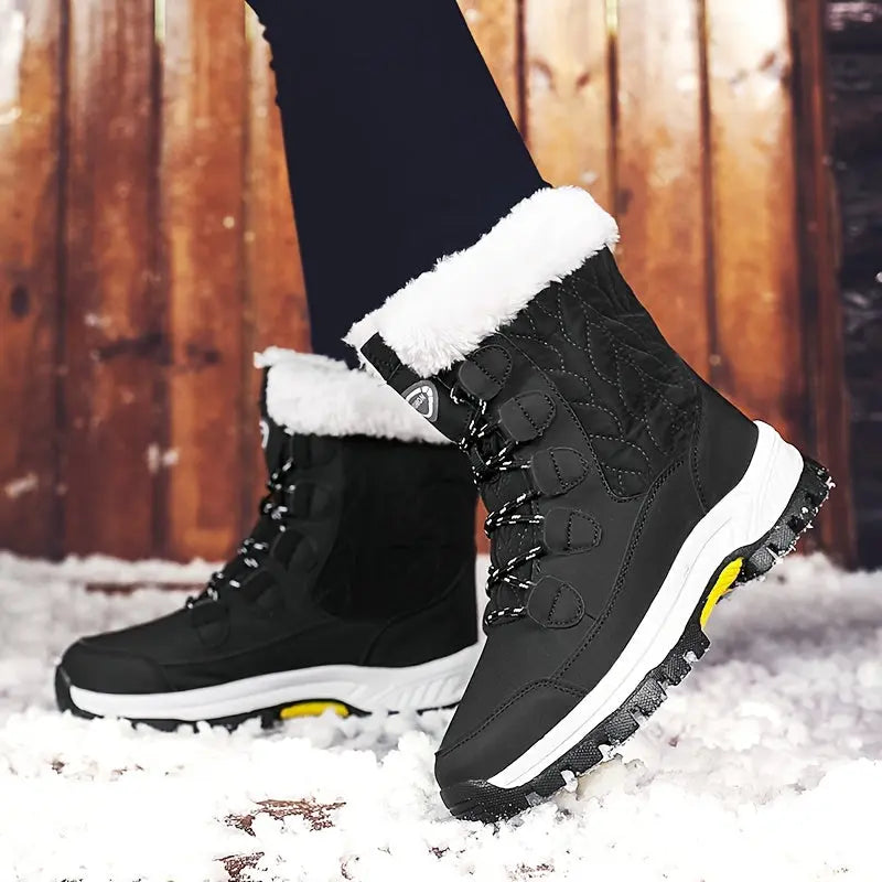 Ultra-Warm Chunky Snow Boots for Women - Anti-Slip, Wear-Resistant, High-Tube Hiking Boots with Thickened Soles for Winter Outdoor Activities - Comfortable, Waterproof, and Breathable Chic Le'Meek
