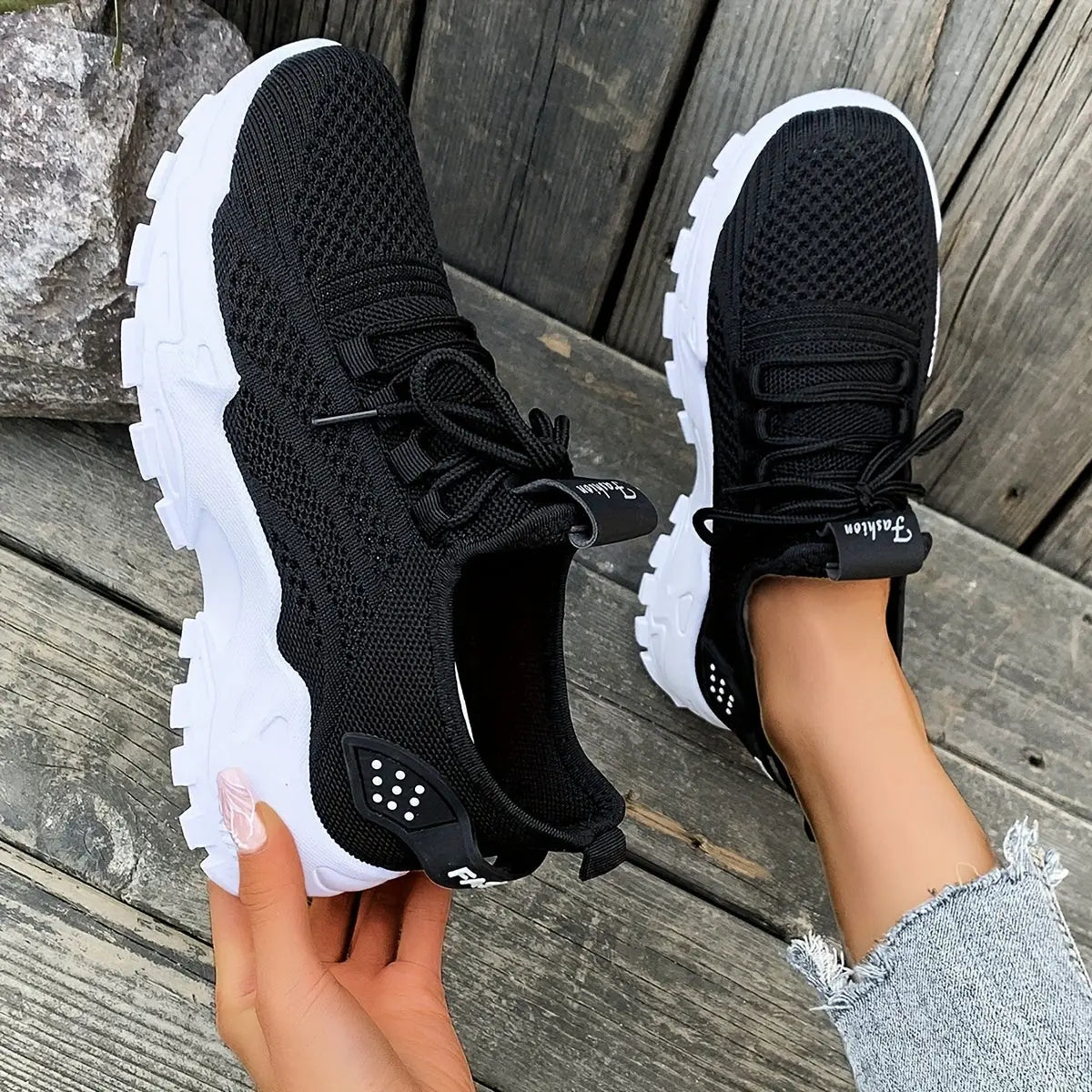 Ladies' Breathable Mesh Women'S Shoes, Lightweight And Low Cut Sports Shoes, Soft Insoles, Comfortable All Season Fitness, Walking And Casual Wear, White, Black, Red Fashionable Design, Comfortable Outdoor Thick Soled Casual Chic Le'Meek