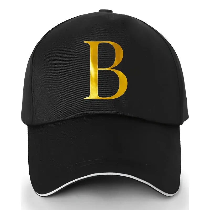 Unisex Polyester Baseball Cap | Adjustable Fit | Lightweight, Breathable & Quick-Dry | Golden Letter Print Embroidery 'M' or 'A' | Ideal for Outdoor Sports and Travel | Stylish Hip-Hop Dad Hat, Casual Wear Hat | Hiphop Style Chic Le'Meek