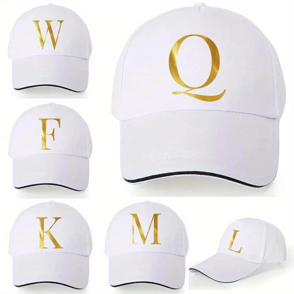 Lightweight Baseball Cap with Adjustable Shoulder Strap, Breathable And Quick Drying- Customizable Golden Letter Design, Suitable for Outdoor Sports And Travel, Baseball Cap Chic Le'Meek