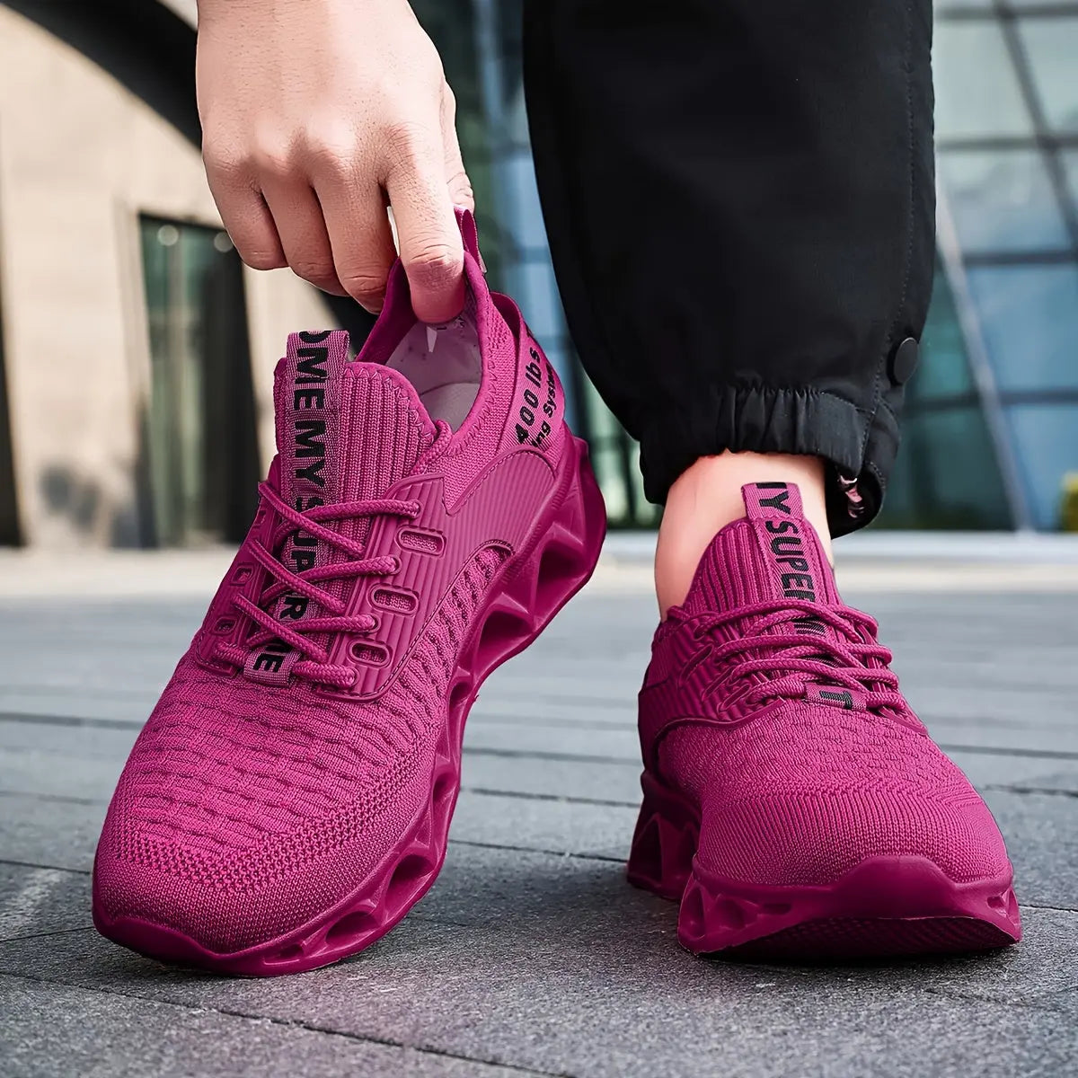 2025 New Unisex Breathable Mesh Running Shoes - Lightweight Stability Low-Top Sneakers with EVA Cushioning for Men & Women, Vibrant Purple Casual Walking Shoes for Spring/Summer/Fall Chic Le'Meek