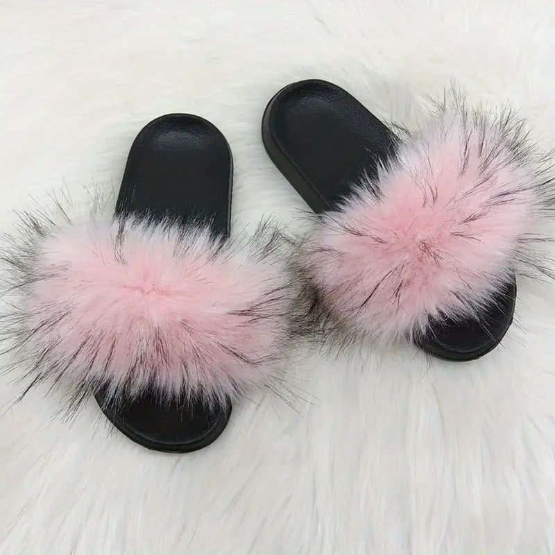 Luxurious Womens Faux Fur Slides - Soft Open Toe Slip-Ons - Ultra-Plush Indoor Slippers for Cozy Lounging - Comfortable Flat Sole - Perfect for Bedroom & Casual Wear Temu