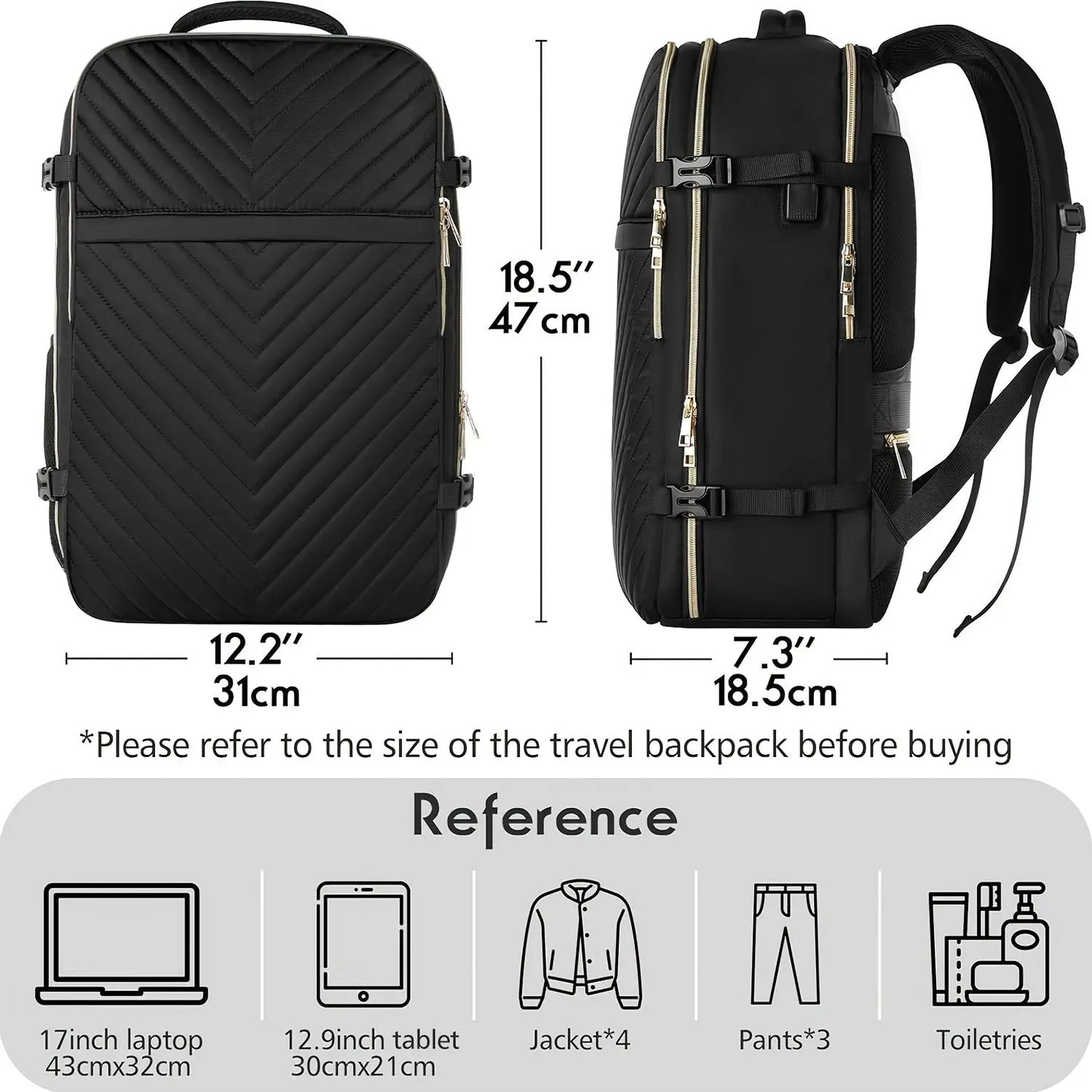 Flight Approved Large Travel Laptop Backpack With 3 Packing Cubes & USB Charge Port, 17 Inch Water Resistant Luggage Travel Bag For Weekender Business Temu