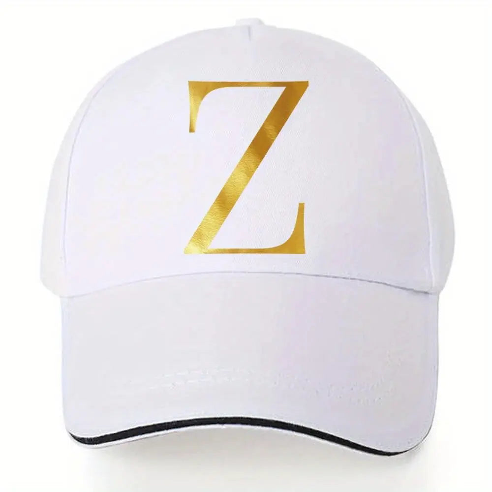 Lightweight Baseball Cap with Adjustable Shoulder Strap, Breathable And Quick Drying- Customizable Golden Letter Design, Suitable for Outdoor Sports And Travel, Baseball Cap Chic Le'Meek