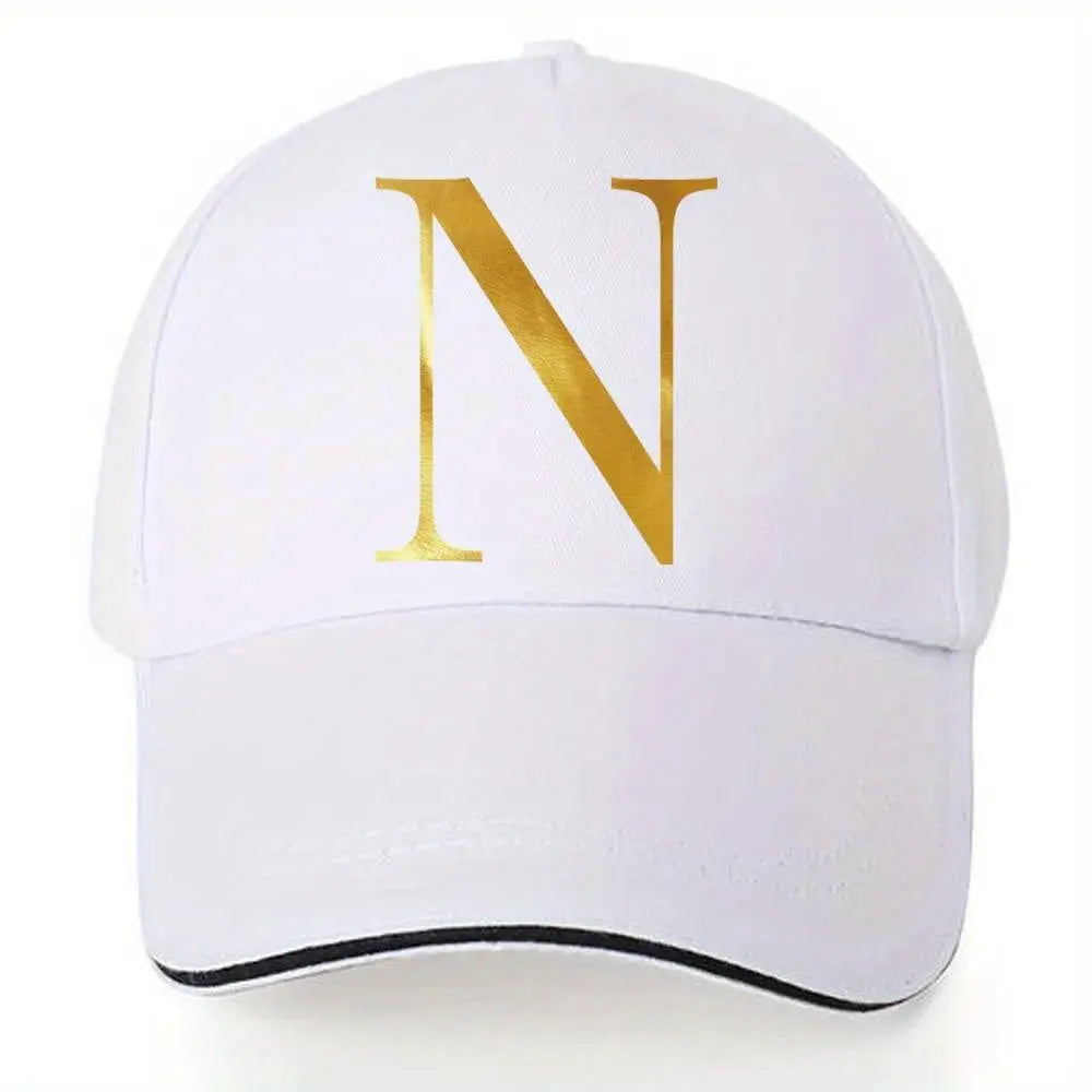Lightweight Baseball Cap with Adjustable Shoulder Strap, Breathable And Quick Drying- Customizable Golden Letter Design, Suitable for Outdoor Sports And Travel, Baseball Cap Chic Le'Meek