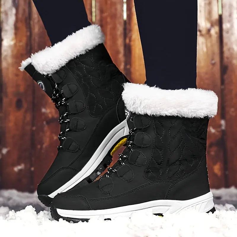 Ultra-Warm Chunky Snow Boots for Women - Anti-Slip, Wear-Resistant, High-Tube Hiking Boots with Thickened Soles for Winter Outdoor Activities - Comfortable, Waterproof, and Breathable Chic Le'Meek