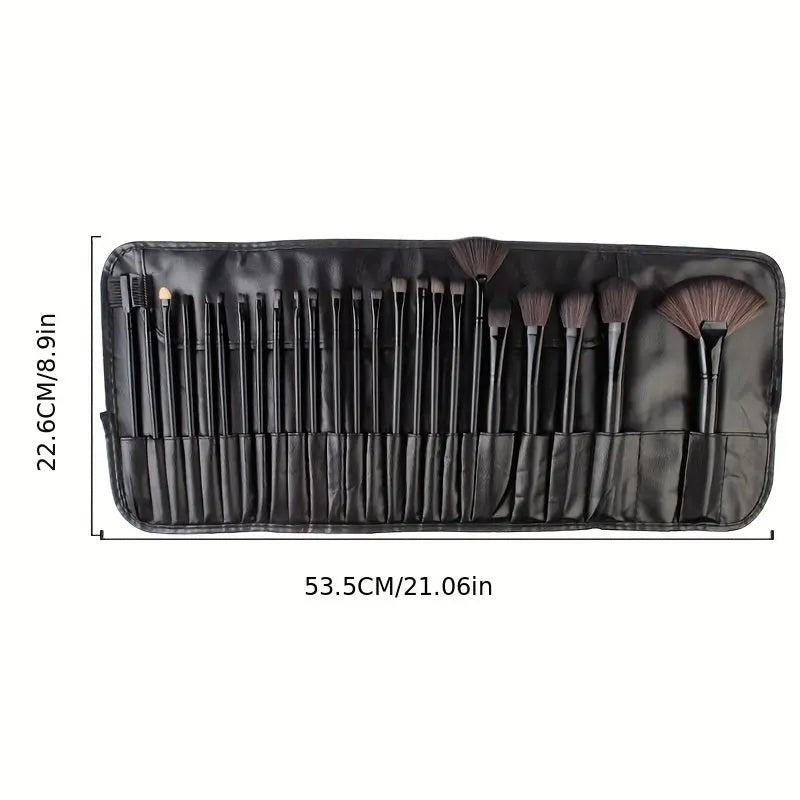24pcs Professional Makeup Brush Set with Soft Synthetic Bristles for Flawless Foundation, Blush & Eyeshadow Application - Includes Travel Case Chic Le'Meek