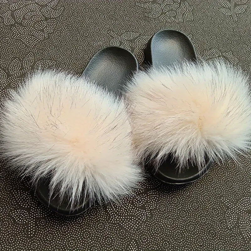 Luxurious Womens Faux Fur Slides - Soft Open Toe Slip-Ons - Ultra-Plush Indoor Slippers for Cozy Lounging - Comfortable Flat Sole - Perfect for Bedroom & Casual Wear Temu