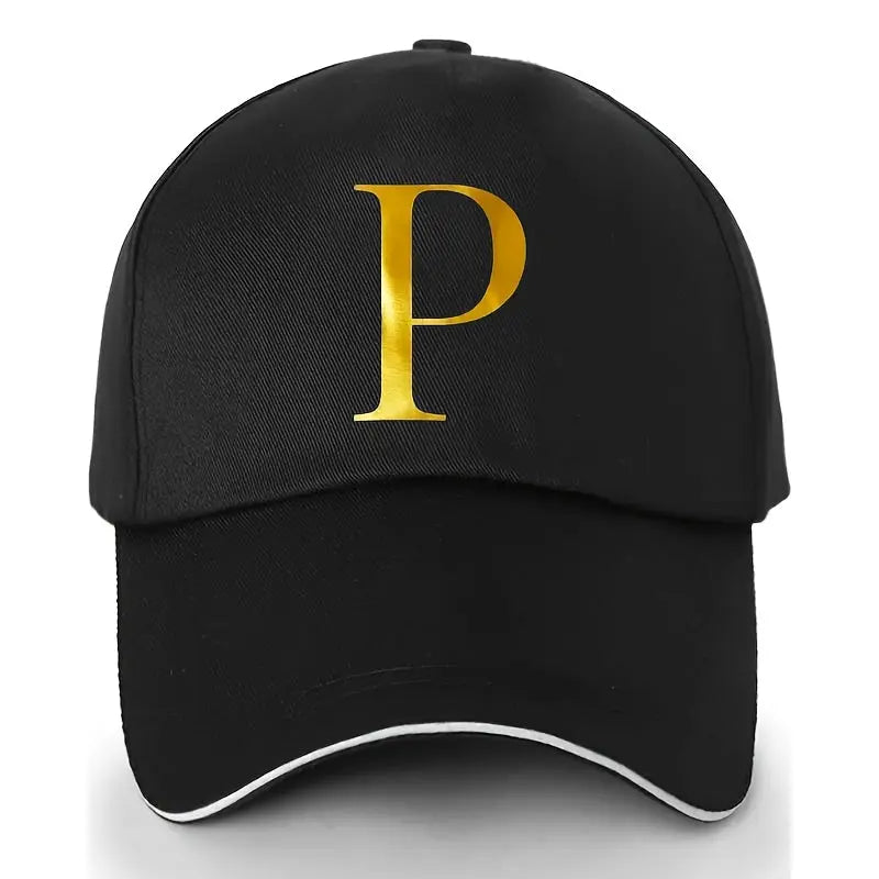 Unisex Polyester Baseball Cap | Adjustable Fit | Lightweight, Breathable & Quick-Dry | Golden Letter Print Embroidery 'M' or 'A' | Ideal for Outdoor Sports and Travel | Stylish Hip-Hop Dad Hat, Casual Wear Hat | Hiphop Style Chic Le'Meek
