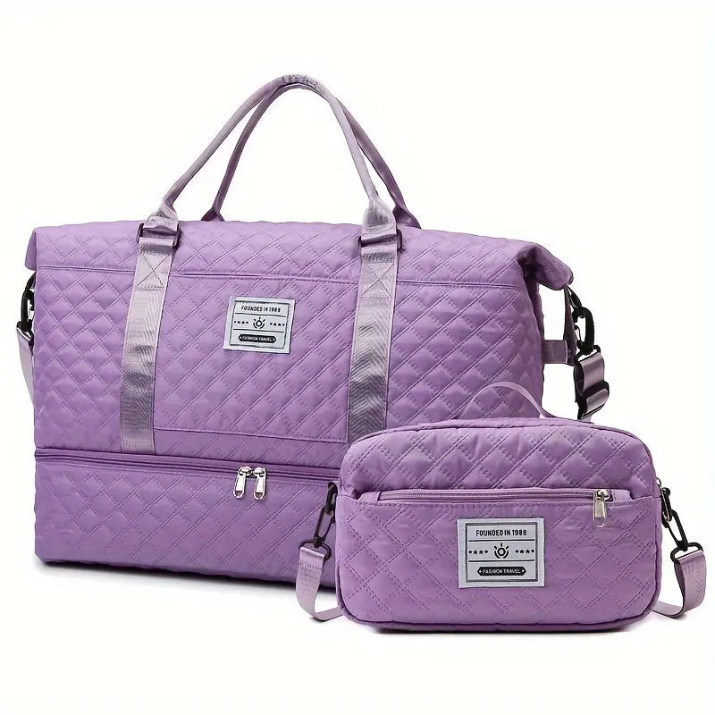Large Capacity Travel Duffel Bag in Oxford Fabric, Portable Sports Gym Storage Bag, Weekend Overnight Bag for Women Chic Le'Meek