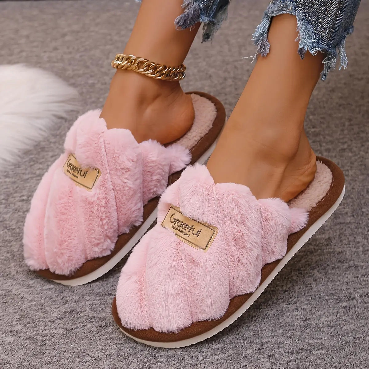 Cozy All-Season Non-Slip Striped Slip-on Slippers - Unisex Casual Fabric Upper/Inner EVA Sole Shoes - Hand Washable Comfort Indoor Floor Footwear Chic Le'Meek