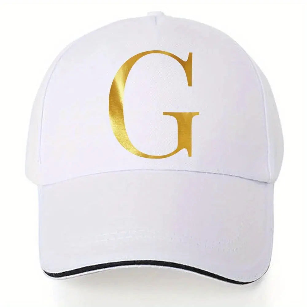 Lightweight Baseball Cap with Adjustable Shoulder Strap, Breathable And Quick Drying- Customizable Golden Letter Design, Suitable for Outdoor Sports And Travel, Baseball Cap Chic Le'Meek