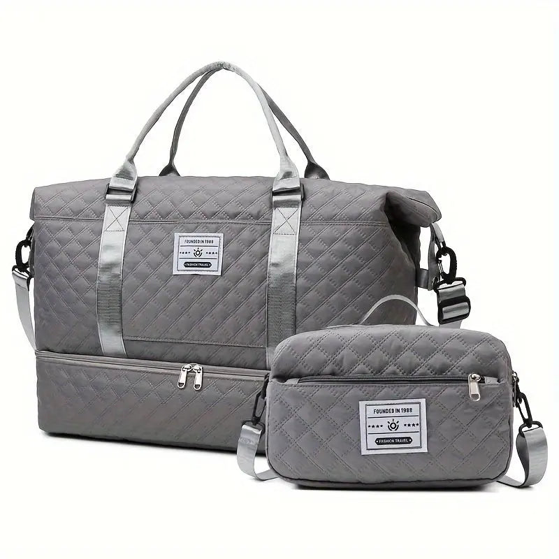 Large Capacity Travel Duffel Bag in Oxford Fabric, Portable Sports Gym Storage Bag, Weekend Overnight Bag for Women Chic Le'Meek