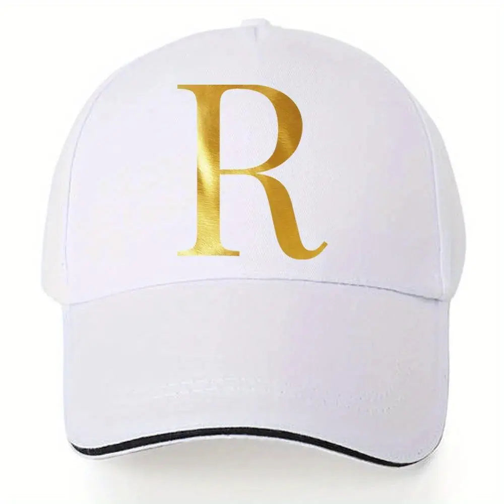 Lightweight Baseball Cap with Adjustable Shoulder Strap, Breathable And Quick Drying- Customizable Golden Letter Design, Suitable for Outdoor Sports And Travel, Baseball Cap Chic Le'Meek