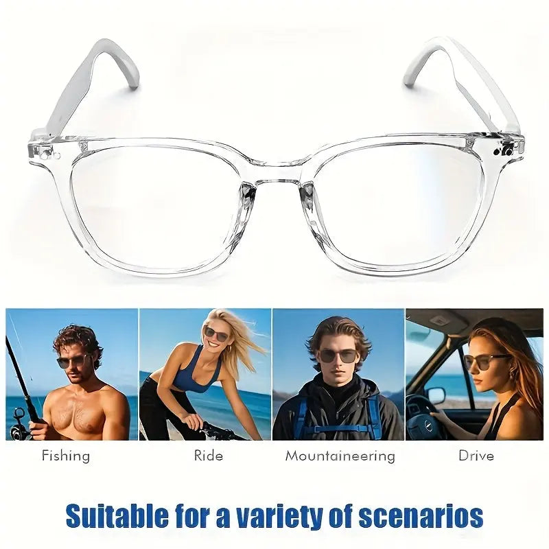 Smart Audio Glasses, Wireless, Rechargeable Battery, Built-in Microphone, High-Resolution Audio, Touch Control, Anti-Blue Light, for Office, Outdoor, Sports, Driving, Music Playback, Hands-Free Calling - Ideal Holiday Gifts Chic Le'Meek