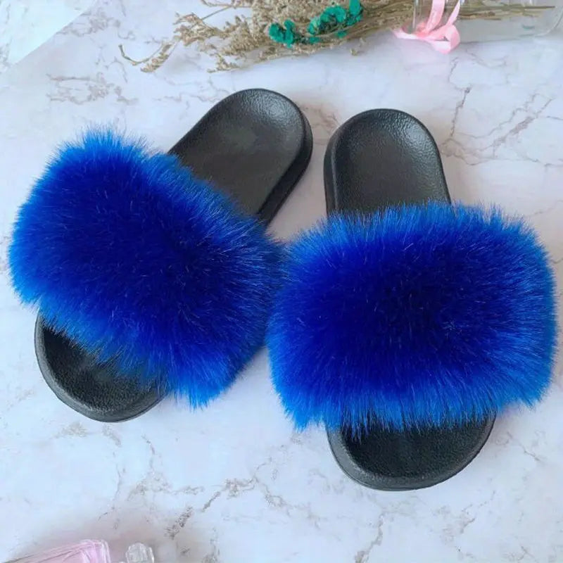 Luxurious Womens Faux Fur Slides - Soft Open Toe Slip-Ons - Ultra-Plush Indoor Slippers for Cozy Lounging - Comfortable Flat Sole - Perfect for Bedroom & Casual Wear Temu