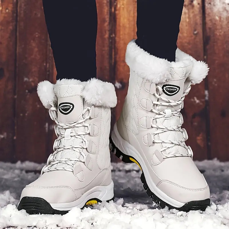 Ultra-Warm Chunky Snow Boots for Women - Anti-Slip, Wear-Resistant, High-Tube Hiking Boots with Thickened Soles for Winter Outdoor Activities - Comfortable, Waterproof, and Breathable Chic Le'Meek