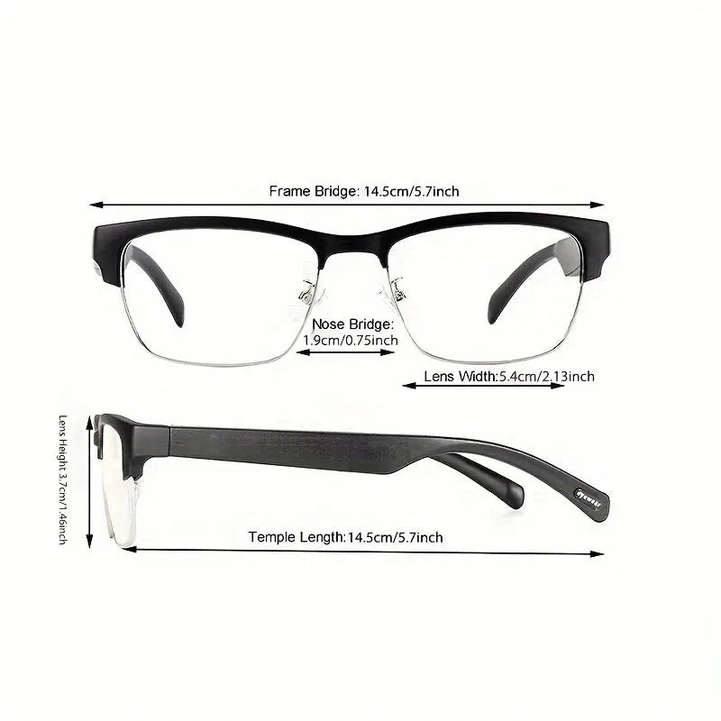 HD Smart Glasses - Built-in Microphone, HiFi Music, Anti-Blue Light, Voice Assistant Compatible, iPhone/Android Friendly, Office Eye Protection, Daily Outdoor Use, Stylish Business Wear Temu