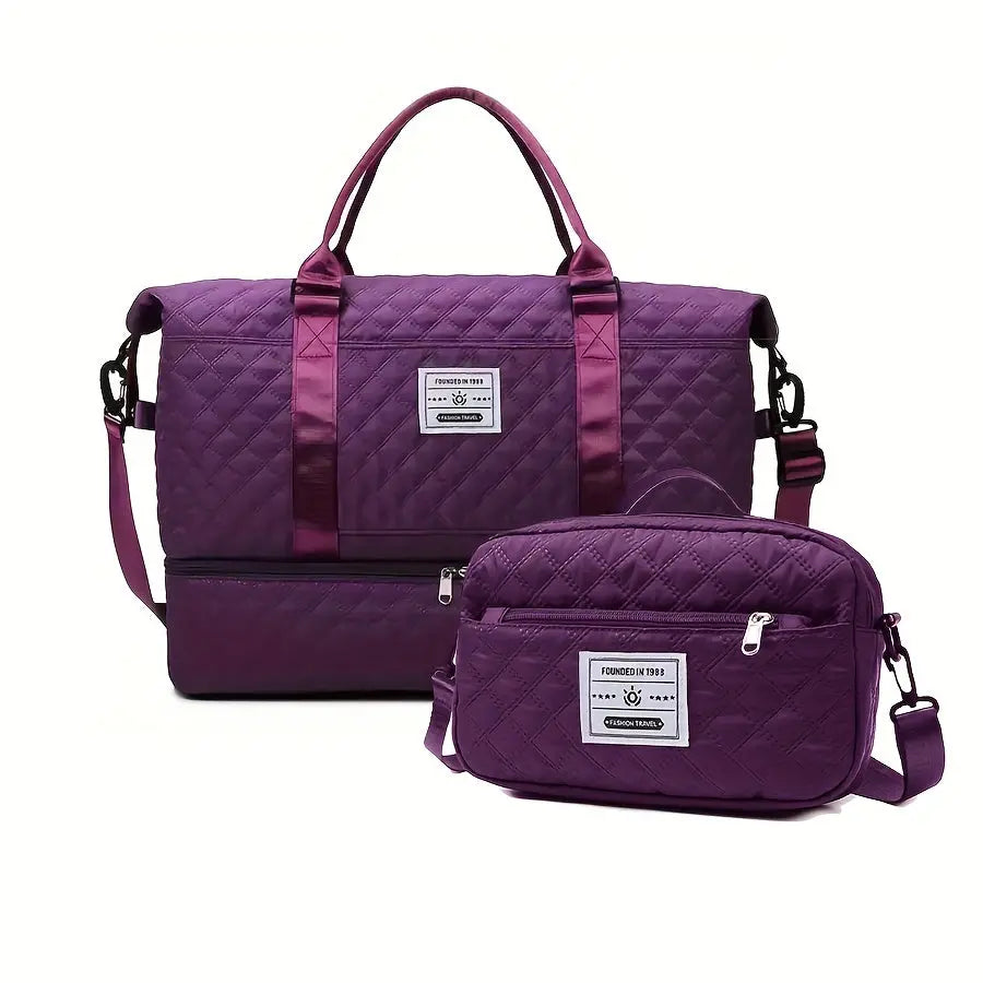Large Capacity Travel Duffel Bag in Oxford Fabric, Portable Sports Gym Storage Bag, Weekend Overnight Bag for Women Chic Le'Meek