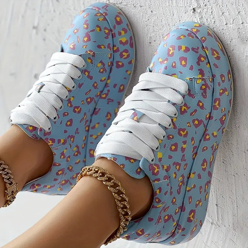 Casual Chic Women's Vibrant Graffiti Print Sneakers - Low Top, Round Toe, Rubber Sole, Faux Cover Interior, All-Season Casual Lace-Up Shoes AliExpress