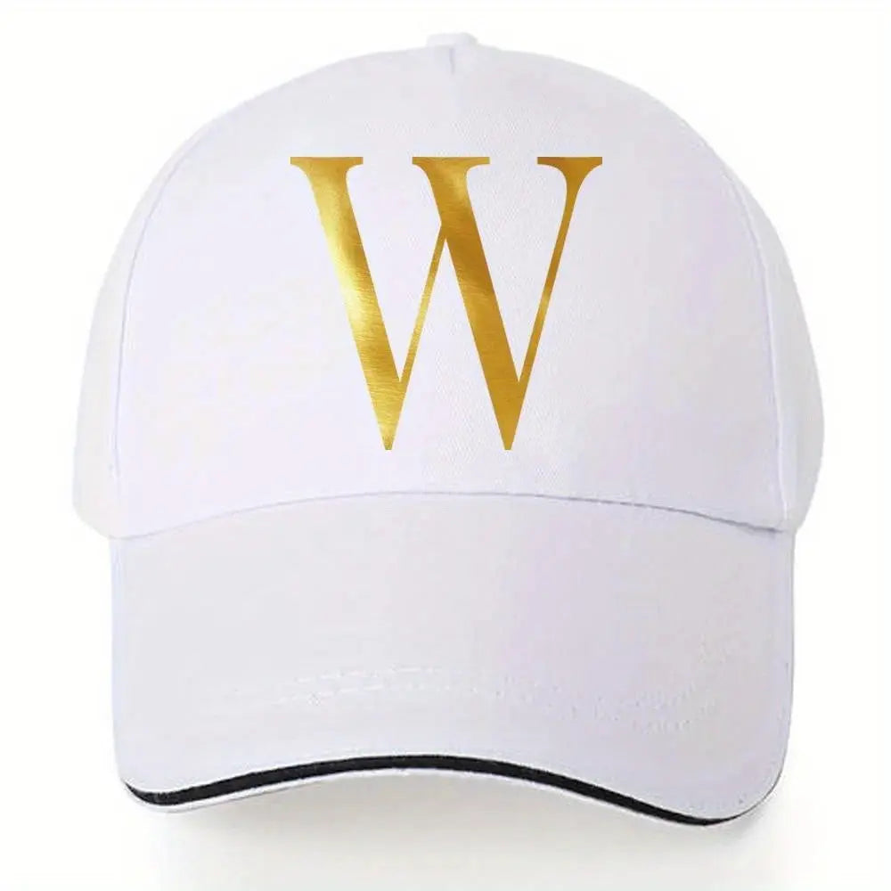 Lightweight Baseball Cap with Adjustable Shoulder Strap, Breathable And Quick Drying- Customizable Golden Letter Design, Suitable for Outdoor Sports And Travel, Baseball Cap Chic Le'Meek