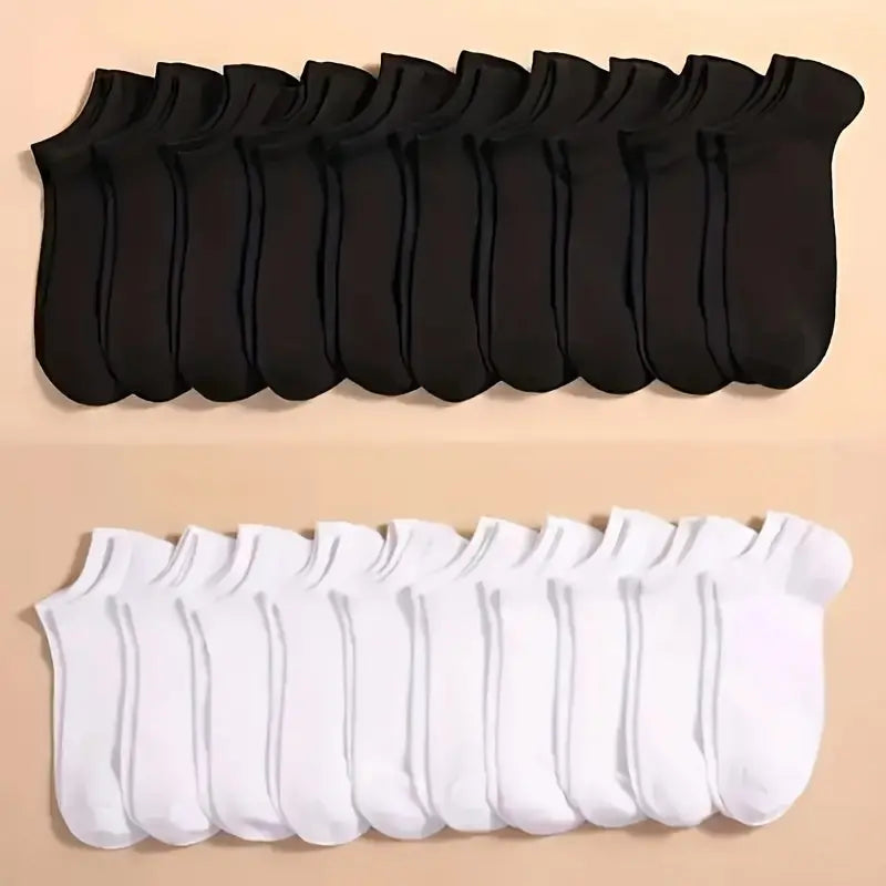 20/40 Pairs of Men's ComfySoft Knitted Liner Socks - Breathable, Sweat-Absorbing, Anti-Odor, Elastic & Soft - Perfect for Spring & Summer Casual Wear Temu