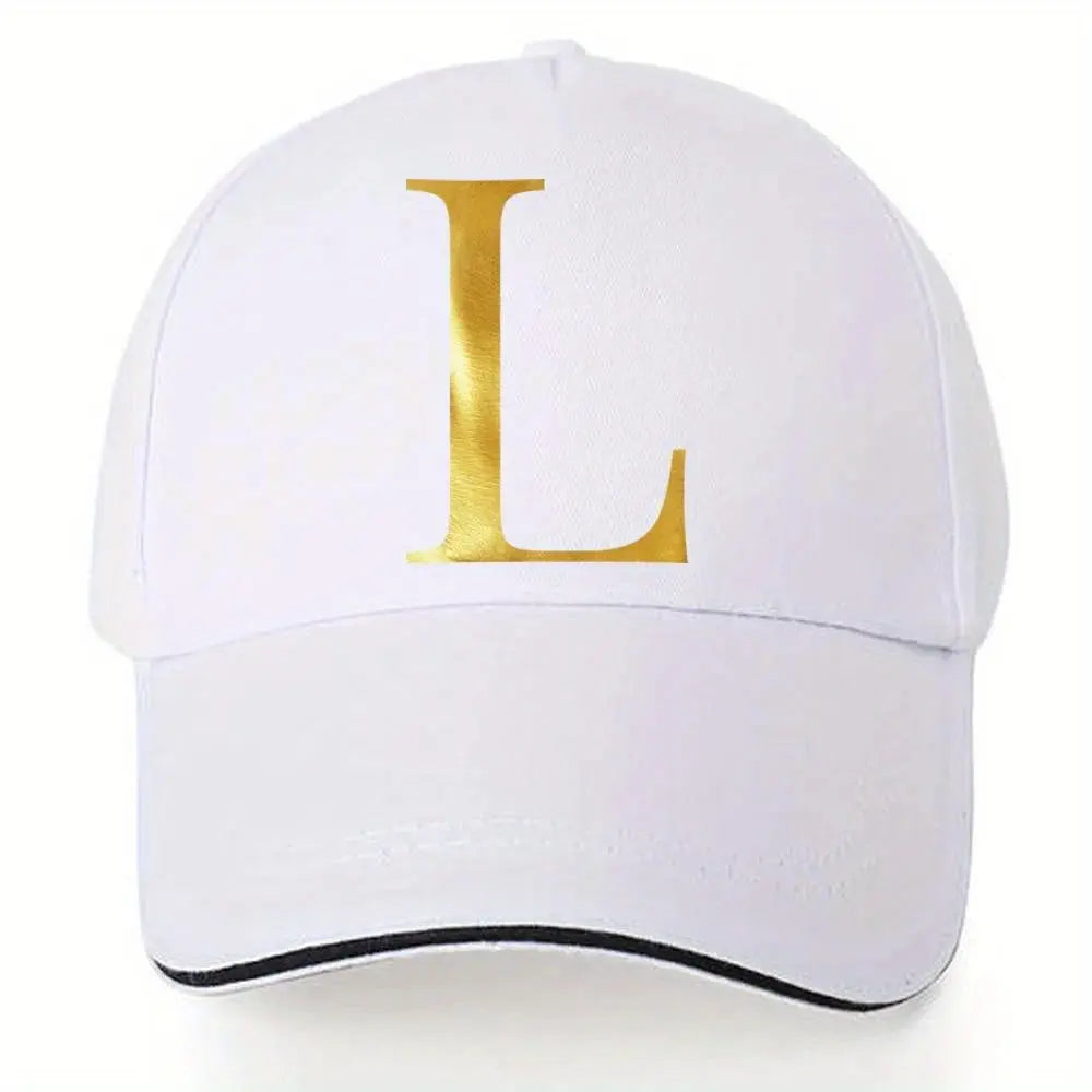 Lightweight Baseball Cap with Adjustable Shoulder Strap, Breathable And Quick Drying- Customizable Golden Letter Design, Suitable for Outdoor Sports And Travel, Baseball Cap Chic Le'Meek