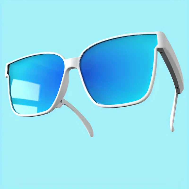 Smart glasses featuring UV400 protection, polarized lenses, a built-in microphone and speaker, physical buttons, a voice assistant, and a large-capacity battery Temu