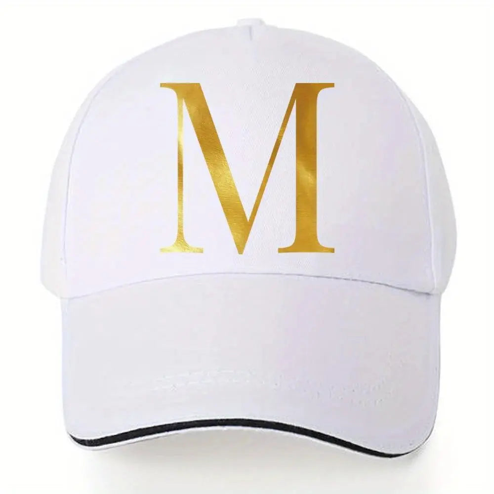 Lightweight Baseball Cap with Adjustable Shoulder Strap, Breathable And Quick Drying- Customizable Golden Letter Design, Suitable for Outdoor Sports And Travel, Baseball Cap Chic Le'Meek