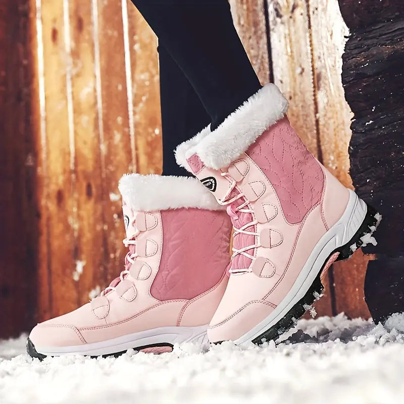 Ultra-Warm Chunky Snow Boots for Women - Anti-Slip, Wear-Resistant, High-Tube Hiking Boots with Thickened Soles for Winter Outdoor Activities - Comfortable, Waterproof, and Breathable Chic Le'Meek