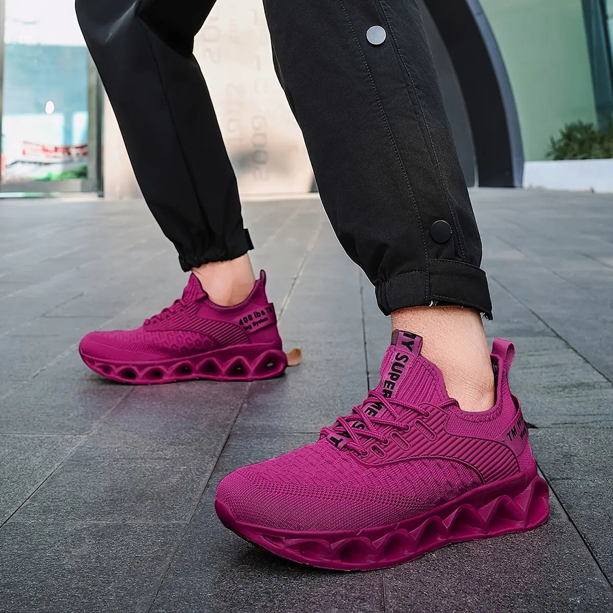 2025 New Unisex Breathable Mesh Running Shoes - Lightweight Stability Low-Top Sneakers with EVA Cushioning for Men & Women, Vibrant Purple Casual Walking Shoes for Spring/Summer/Fall Chic Le'Meek