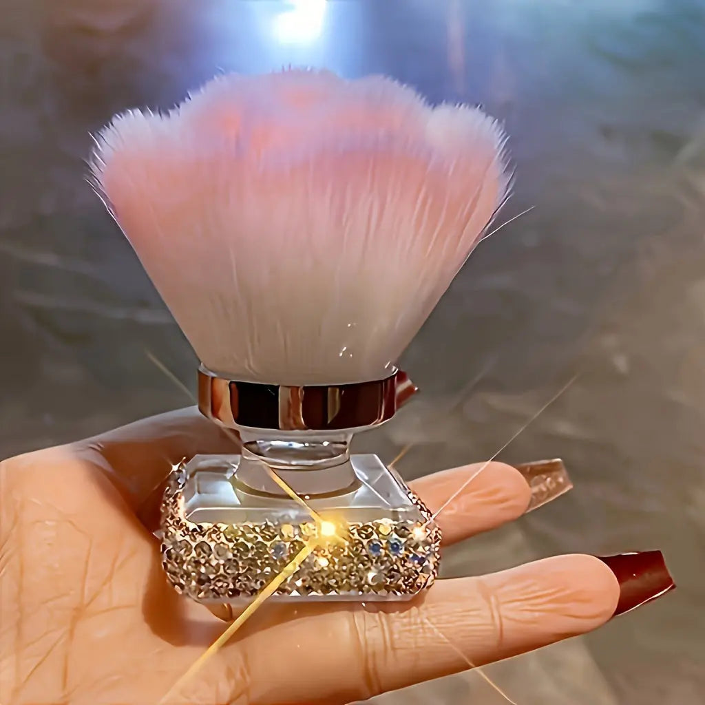 1pc Exquisite Luxury Crystal-Encrusted Flower Design Soft Bristle Blush Brush - Multifunctional Portable Powder Makeup Tool for Flawless Finishing Temu
