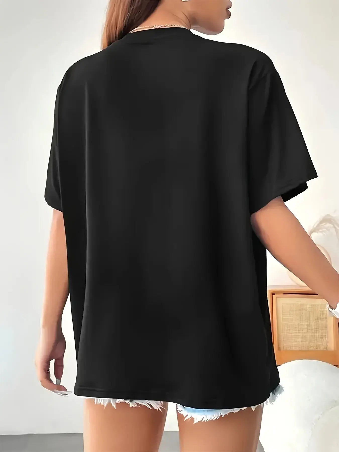 1 Plus-Size Women'S Plus Size Women'S T-Shirt Printed with Angel Wings And Inspirational Quotes - Casual Polyester Blend, Round Neck, Machine Washable - Ideal for Spring And Summer, Everyday Comfort Patterned T-Shirt Stretch Chic Le'Meek