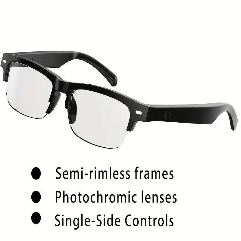 Unisex Smart Glasses with Auto-Dimming & Fashion Glass Transition, Built-in Mic/Speaker for HD Voice Calls & Hi-Fi Sound, Lightweight Battery-Powered Design for Driving,, Home Use - Perfect Holiday Gift, Driving Eyewear, Acce Chic Le'Meek