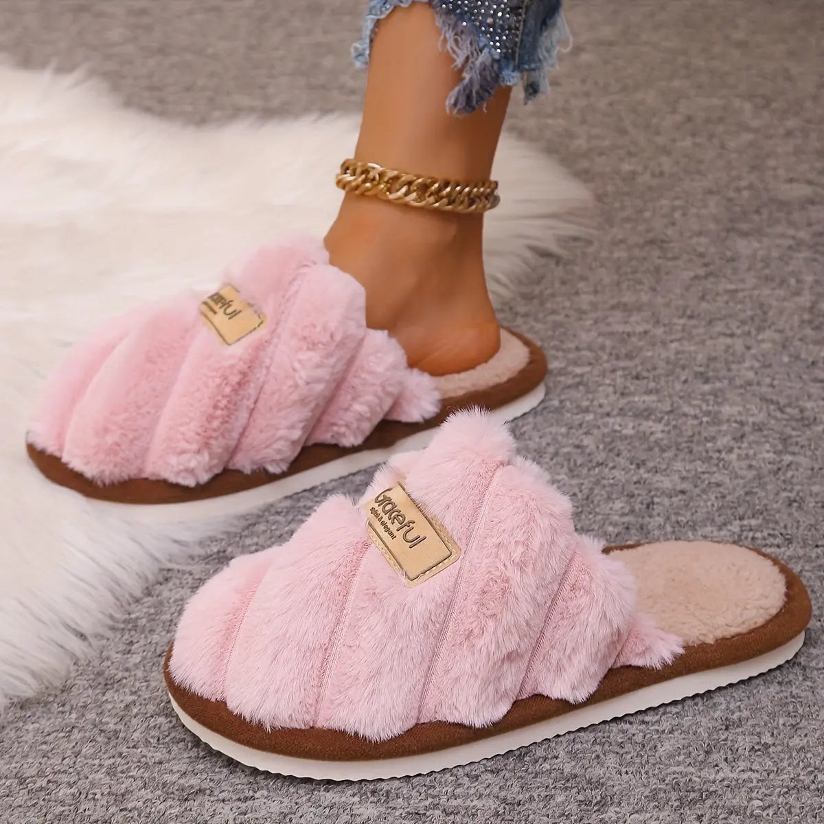 Cozy All-Season Non-Slip Striped Slip-on Slippers - Unisex Casual Fabric Upper/Inner EVA Sole Shoes - Hand Washable Comfort Indoor Floor Footwear Chic Le'Meek