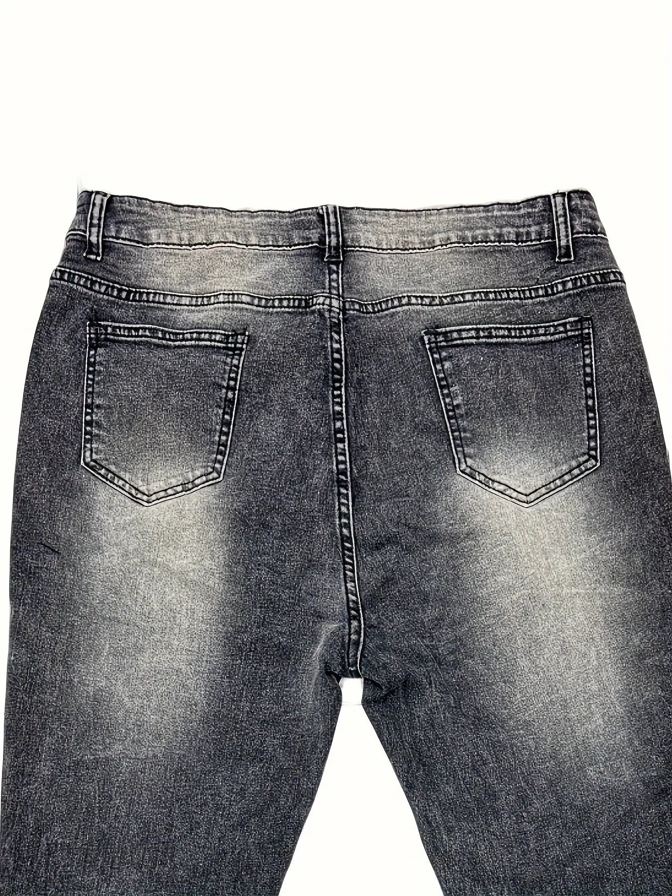 Plus Size Womens Fashionable Skinny Jeans - Durable & Stretchy, Distressed Ripped Design with Raw Trim, Button Fly, Low Rise - Perfect for Curvy Figures, Trendy Denim Style Temu