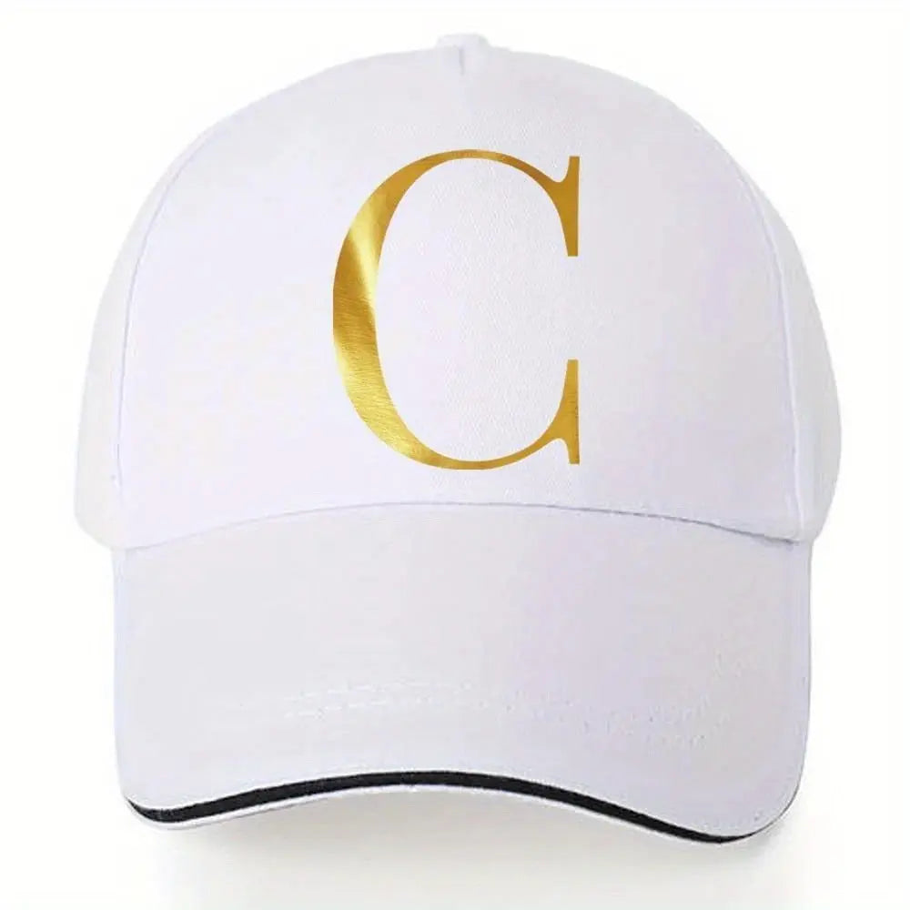 Lightweight Baseball Cap with Adjustable Shoulder Strap, Breathable And Quick Drying- Customizable Golden Letter Design, Suitable for Outdoor Sports And Travel, Baseball Cap Chic Le'Meek