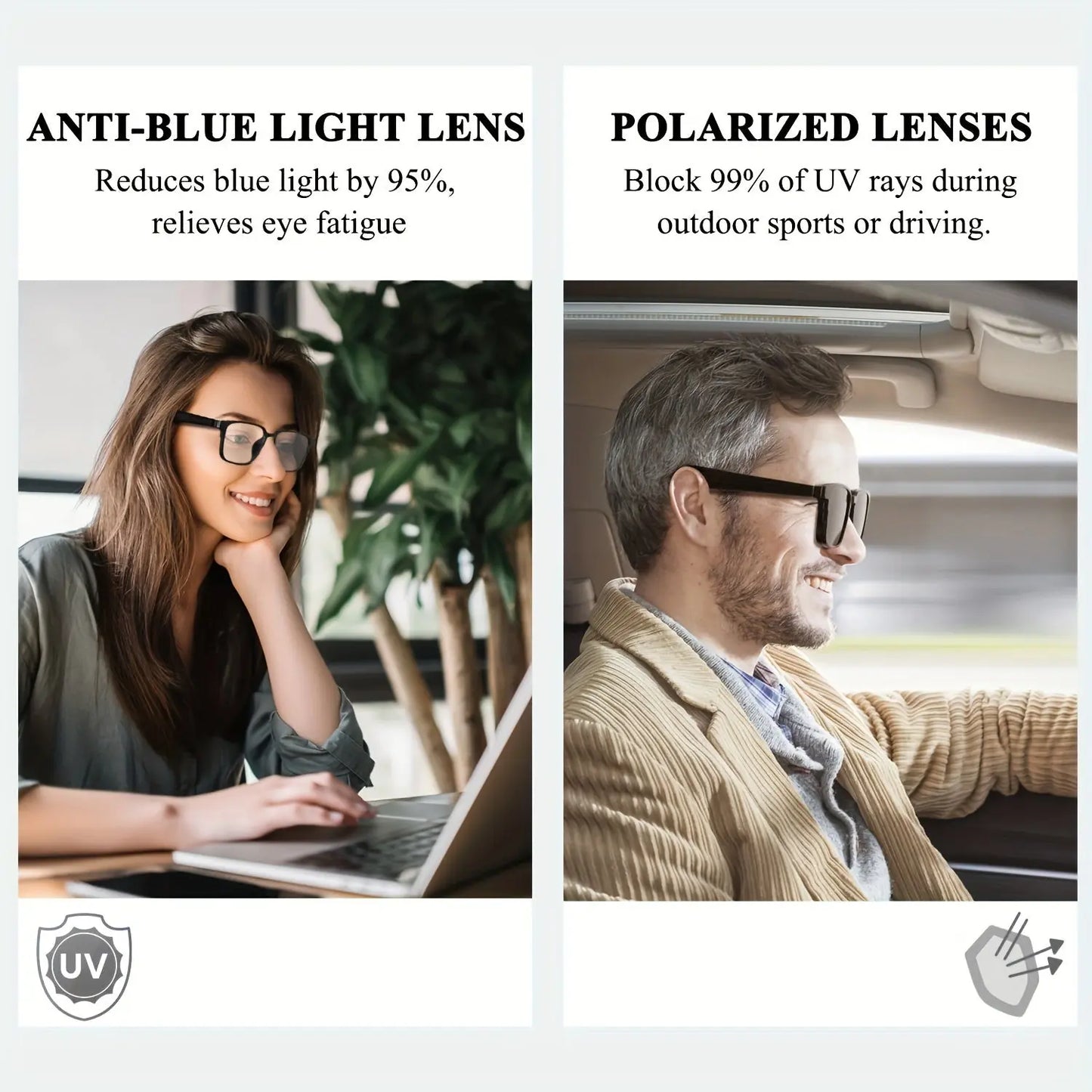 New Smart Glasses for Men & Women - High-Definition Voice Calls, Hi-Fi Sound Quality Music, Blue Light Filter, Magnetic Sun Sleeves, Night Vision Lenses, Rechargeable Lithium Polymer Battery for Daily Use Temu